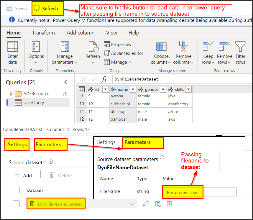 Dynamic File name in Dataset not supported by Power Query in Data ...