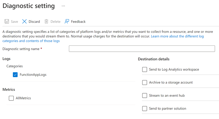 Setting up logging for Azure App Service Functions for capturing HTTP ...
