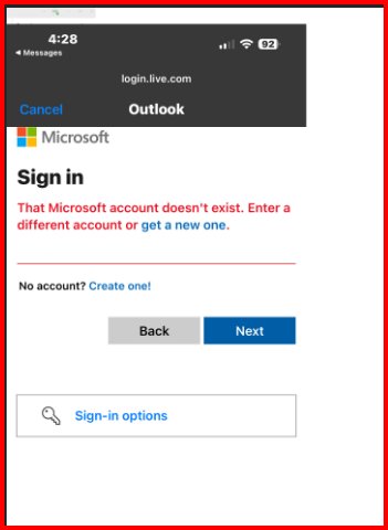 microsoft account login in for apps etc. cant use email ie my 365 ...