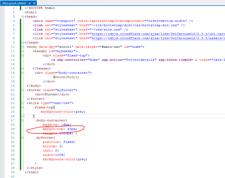 How can I create a layout html page with fixed-top - Microsoft Q&A