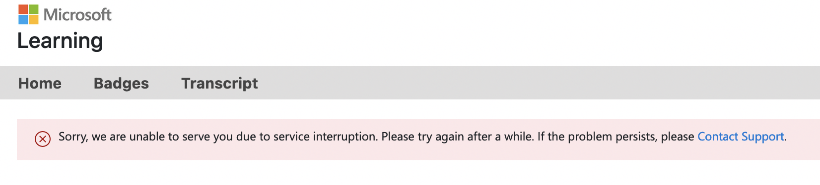 Microsoft Learn Error I cannot see my badge for a competed online course - Microsoft Q&A