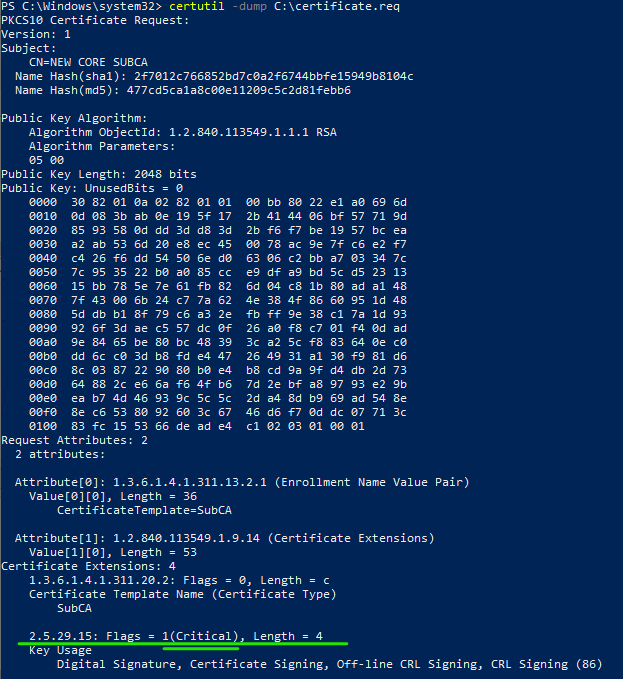 Root CA ignores CSR's critical flag on key usage - Microsoft Q&A