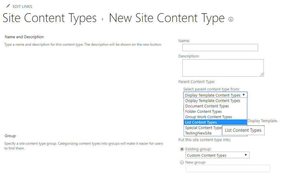 Content type for Document Library in SharePoint Page is missing ...