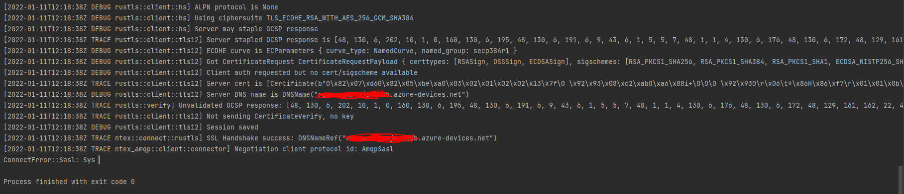 Azure Iot Hub SASL error 2 - Microsoft Q&A