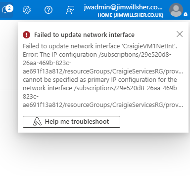 I am unable to add an IPv6 configuration to a VM network interface ...