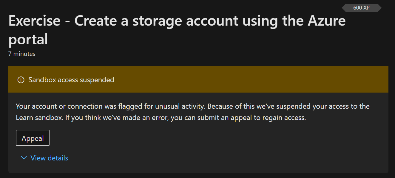 Azure Sandbox Suspended - Microsoft Q&A