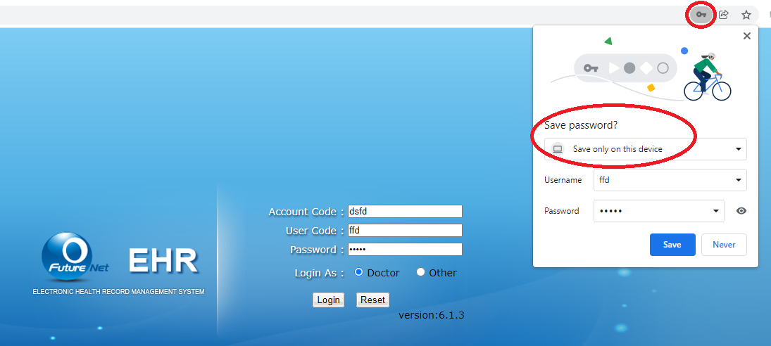 Save a login for a website where the username and password are on