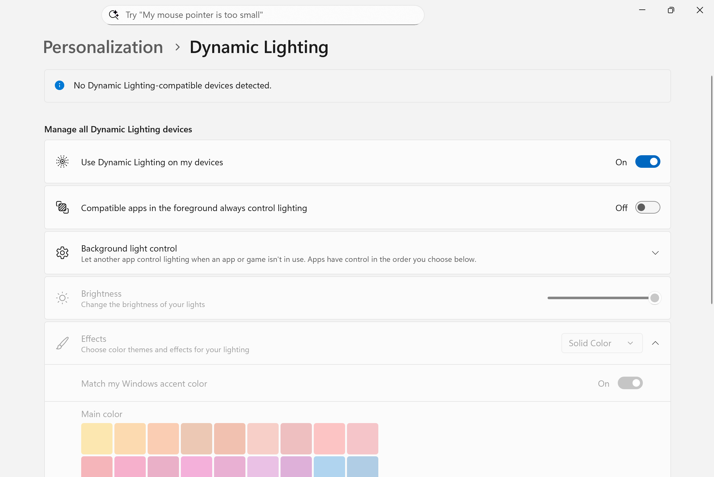 Dynamic Lighting options are grayed out - Microsoft Q&A