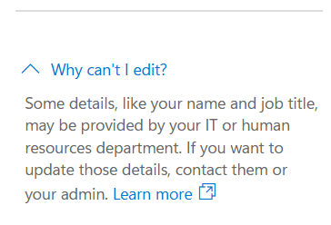 I can't change my profile name? - Microsoft Q&A