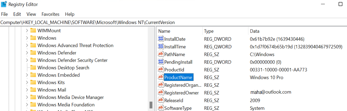 Win11 machine is still showing Windows 10 as ProductName in registry ...