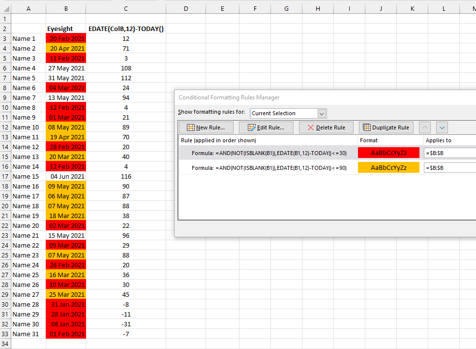 Conditional Formatting For Expiry Dates In Excel