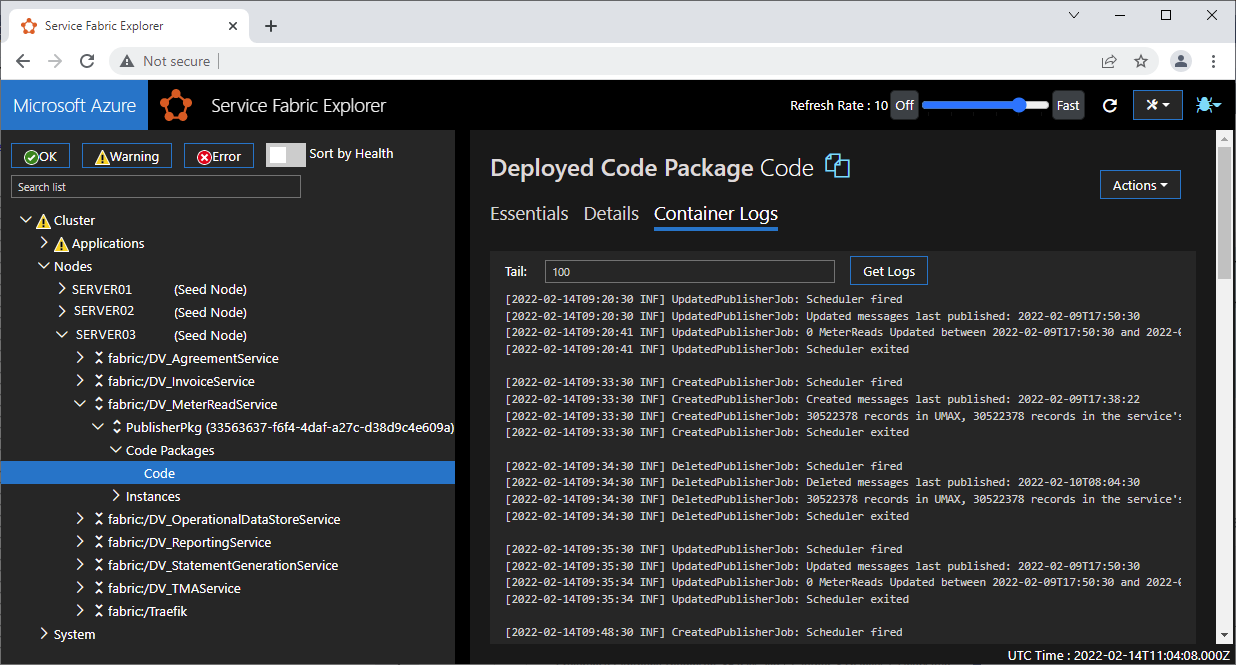 Service Fabric Container Logs Microsoft Q&A