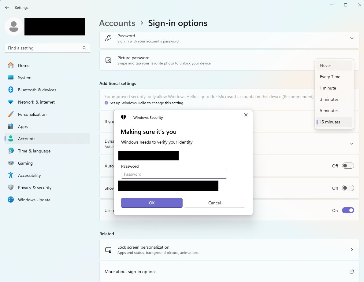 Settings freezes when trying to change Sign-in option. - Microsoft Q&A