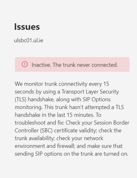 Teams Direct Routing - SBC TLS inactive - Microsoft Q&A