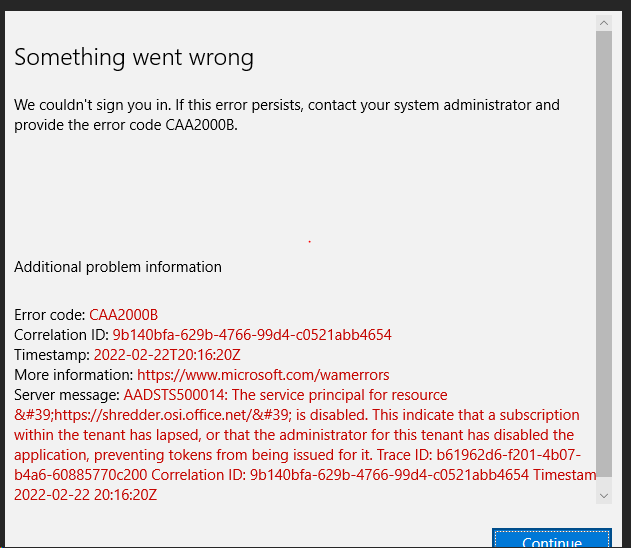 When user trying to activate word or excel, he is getting following ...