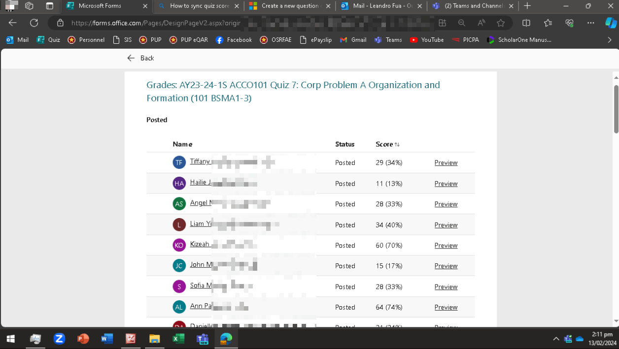 MS Forms Quiz not the same in the MS Teams Quiz Scores - Microsoft Q&A