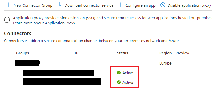 Application Proxy Connectors- Inactive Status Notification.