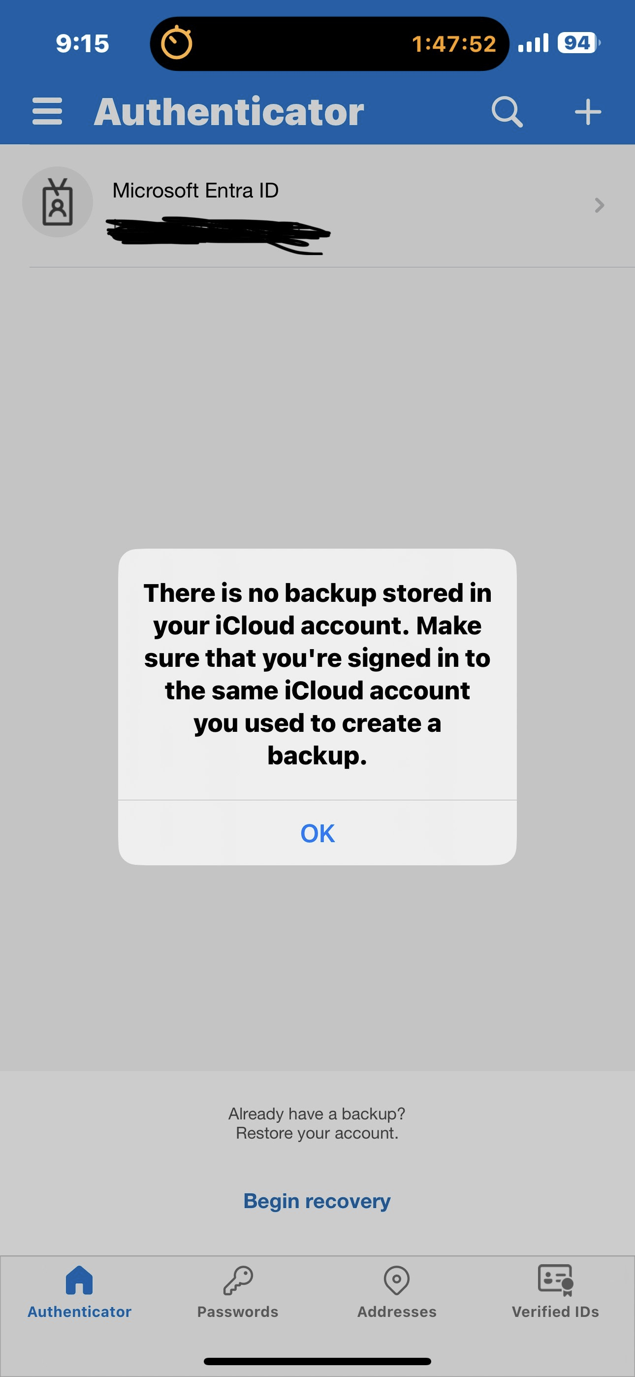 Log into Work Accounts with New iPhone. Authenticator Error ...