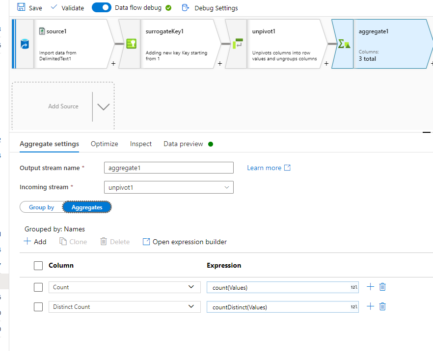 Unpivot and Summarize Data Flow in ADF - Microsoft Q&A