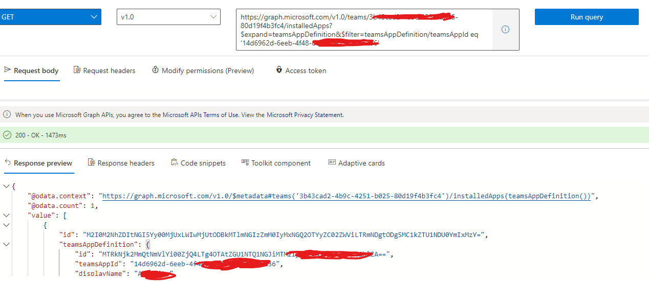 How to filter on teamsAppId using the Graph API - Microsoft Q&A