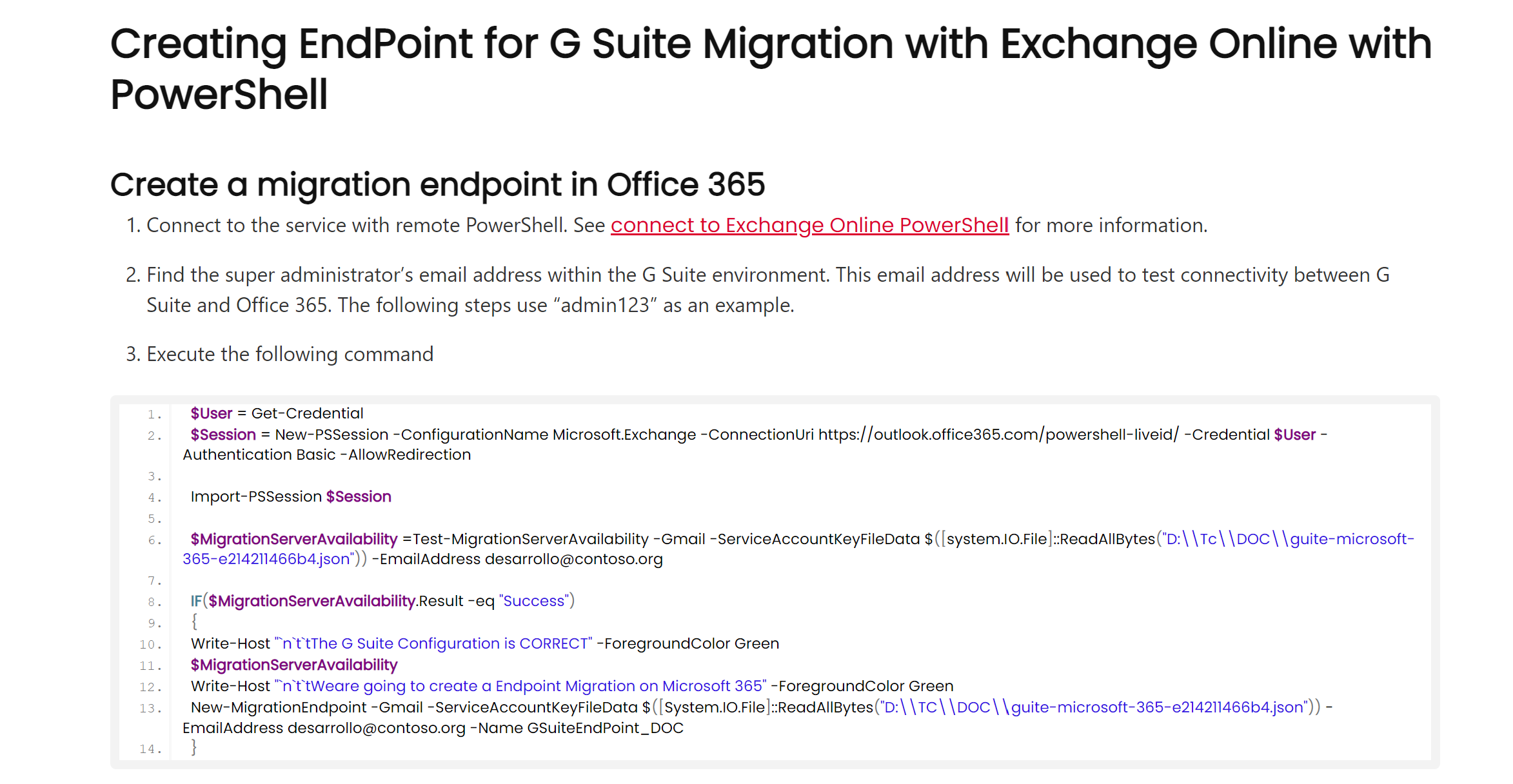 Can't create a migration endpoint in the exhange admin centre ...