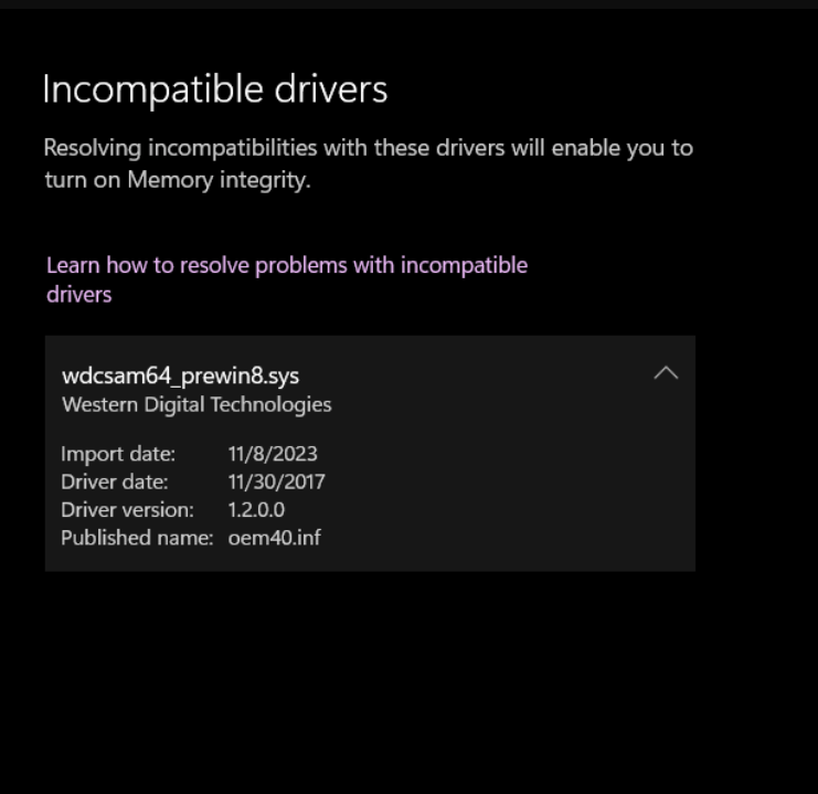 Incompatible drivers - Microsoft Q&A
