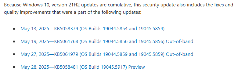 Security updates for Windows 10 and Windows 11 - June 2025 - Microsoft Q&A
