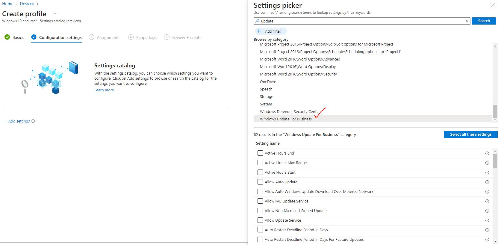 Windows Update for Business in Settings Catalog - Microsoft Q&A
