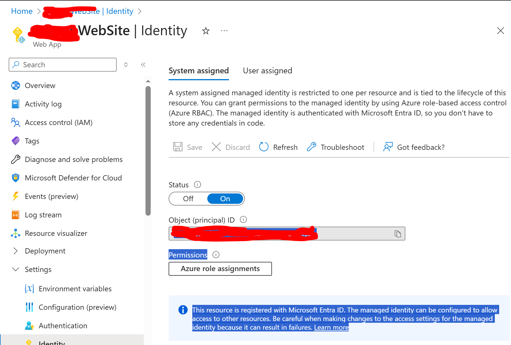 Azure-WebApp-has-managed-identity