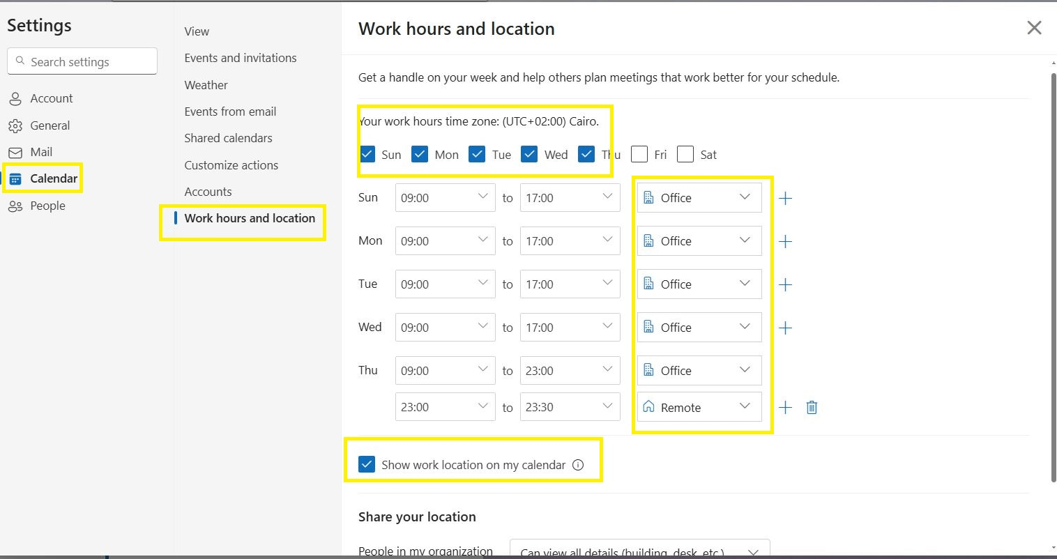 Outlook calendar does not show who works where - Microsoft Q&A