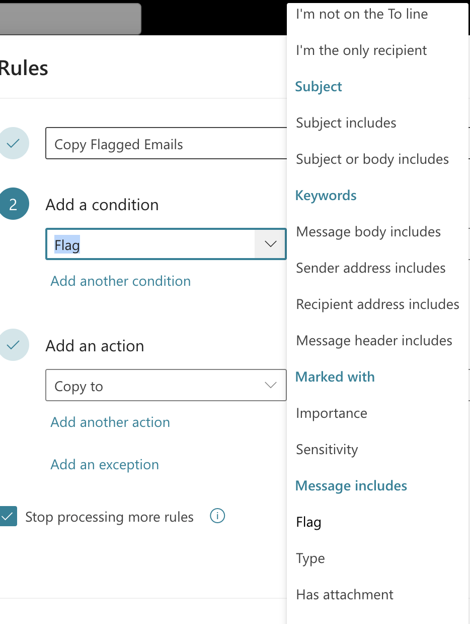 Rule to Copy Flagged / Pinned emails to a new folder - Microsoft Q&A