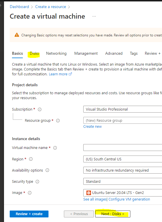 Unable to create VM - all size options are disabled - Microsoft Q&A