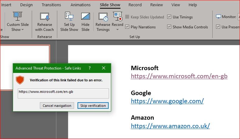 How do I fix Verification of this link failed due to an error in Office ...