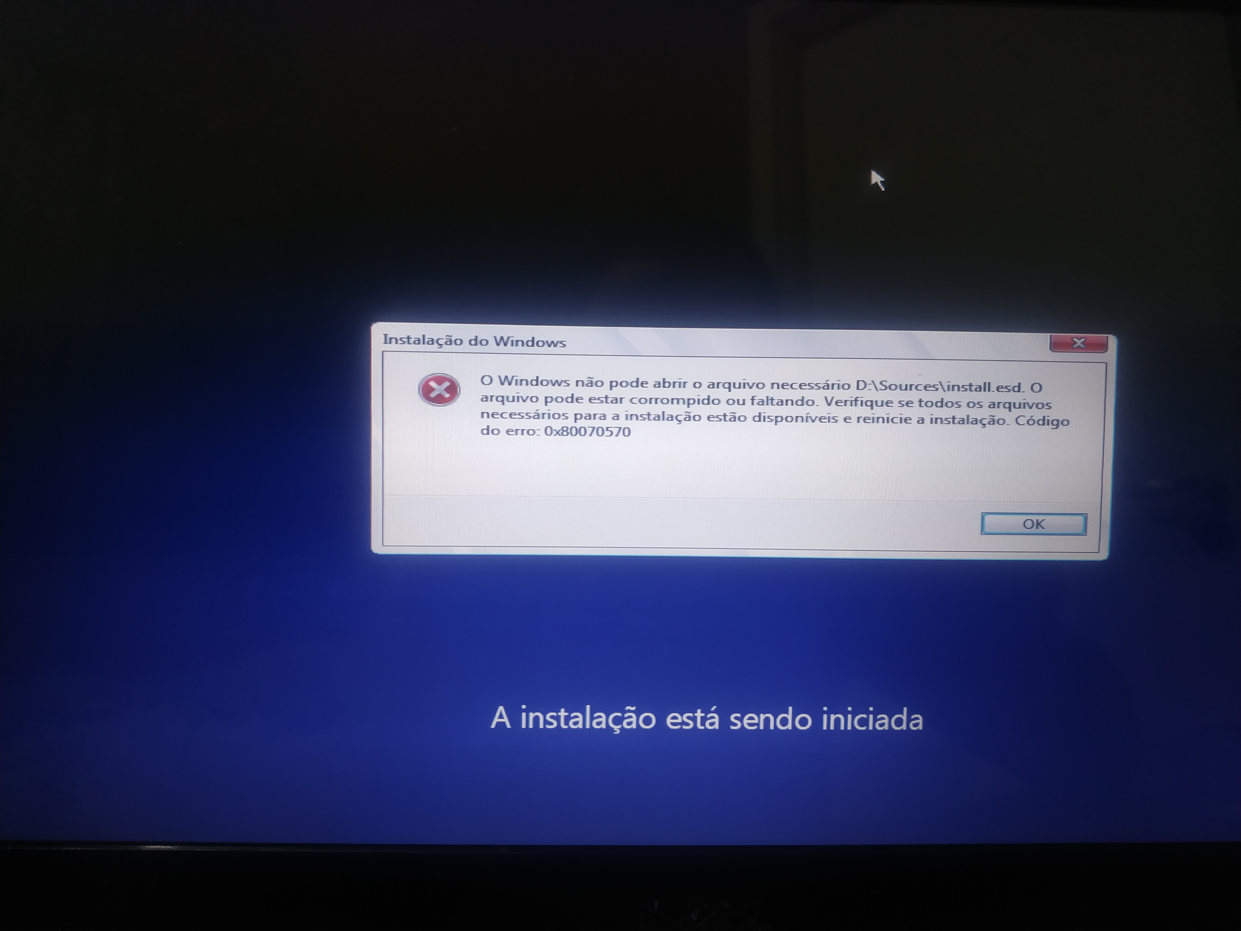 Erro: 0x80070570 - Instalação limpa Windows 10 - 32 para 64 bits