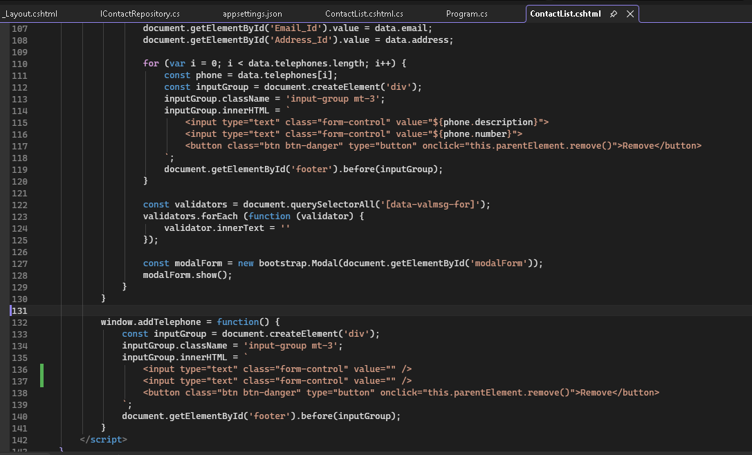 Bring to C# handler method list of related entities edited in Bootstrap ...