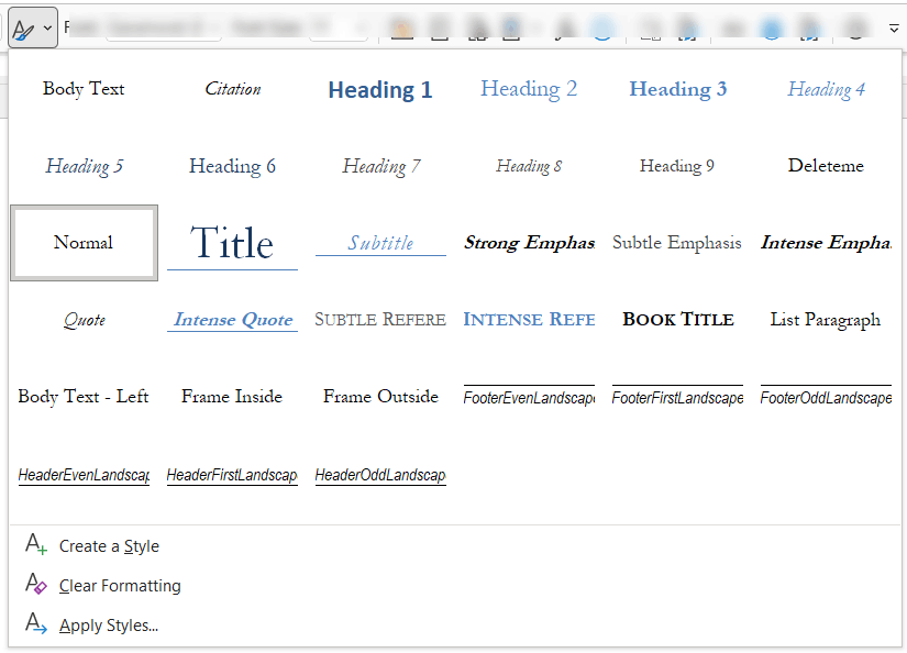 Word: showing styles in ribbon without maximizing styles pane ...