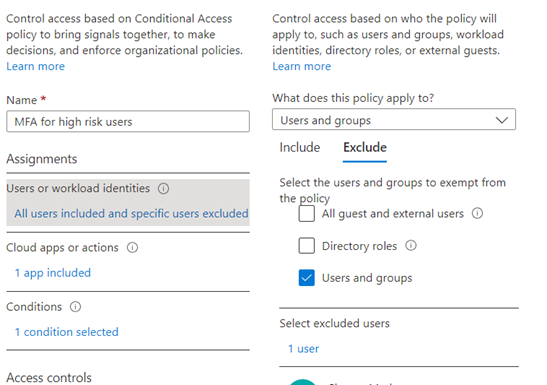 Conditional Access: User based Risk Policy - Microsoft Q&A