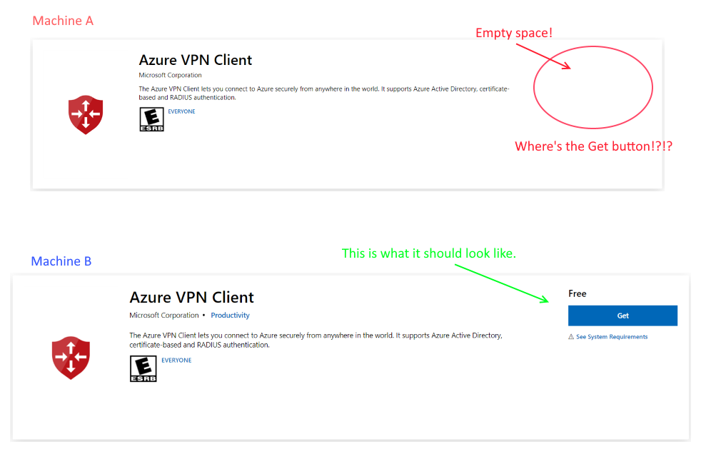 Why is there no Get button to download Azure VPN? - Microsoft Q&A
