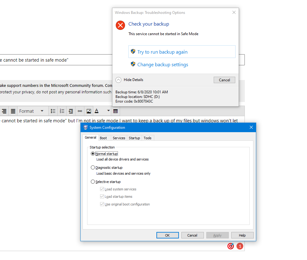 Windows Backup says 
