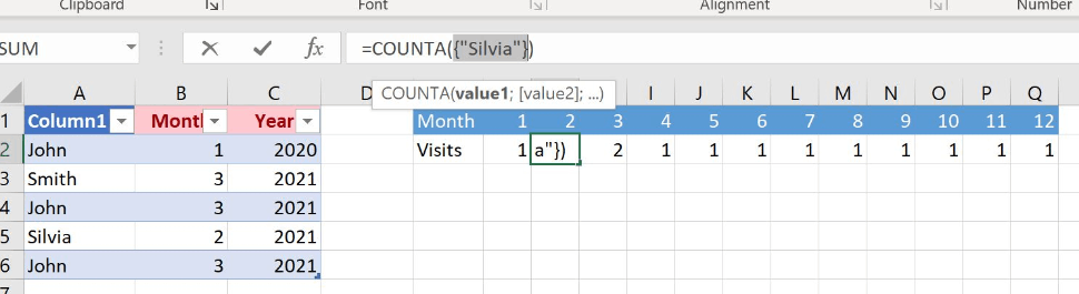 How to count unique results when filter function returns a null value ...