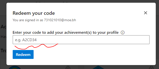 Have an achievement code - Microsoft Q&A