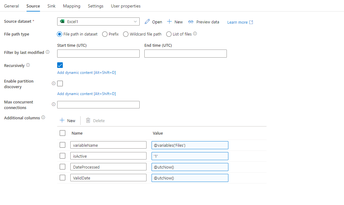 Azure Data Factory: Cannot save the output of Set Variable into file ...