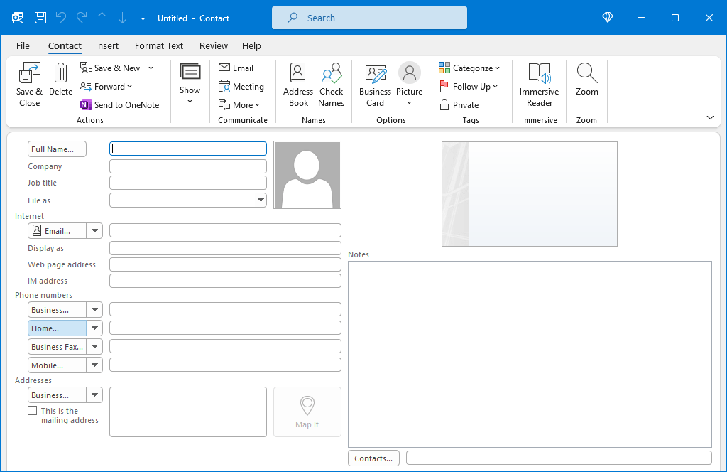 Linking Contact box in Outlook Contacts - Microsoft Q&A