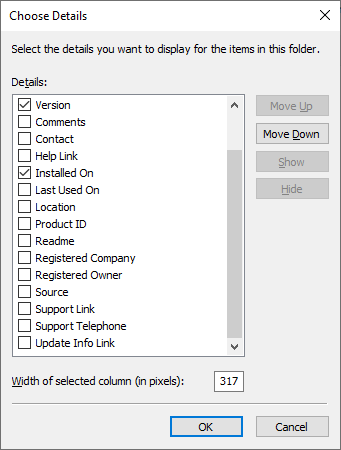 Program and features not showing anything below date modified and type ...