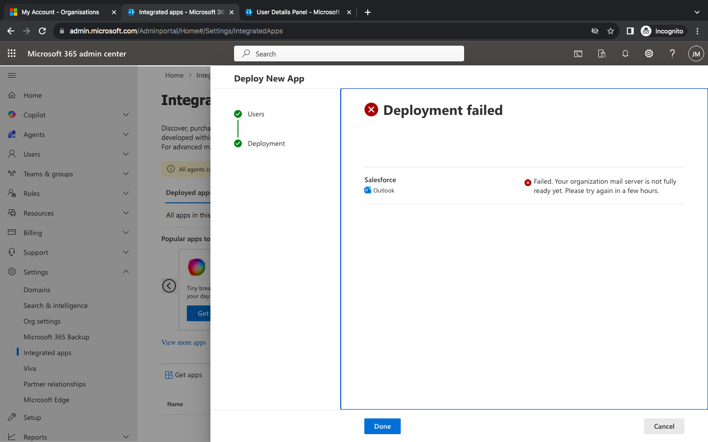 Screenshot of the reported issue