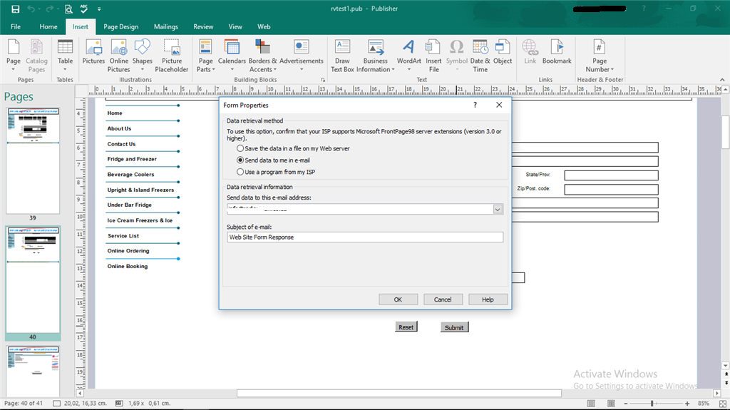 forms in publisher - Microsoft Q&A