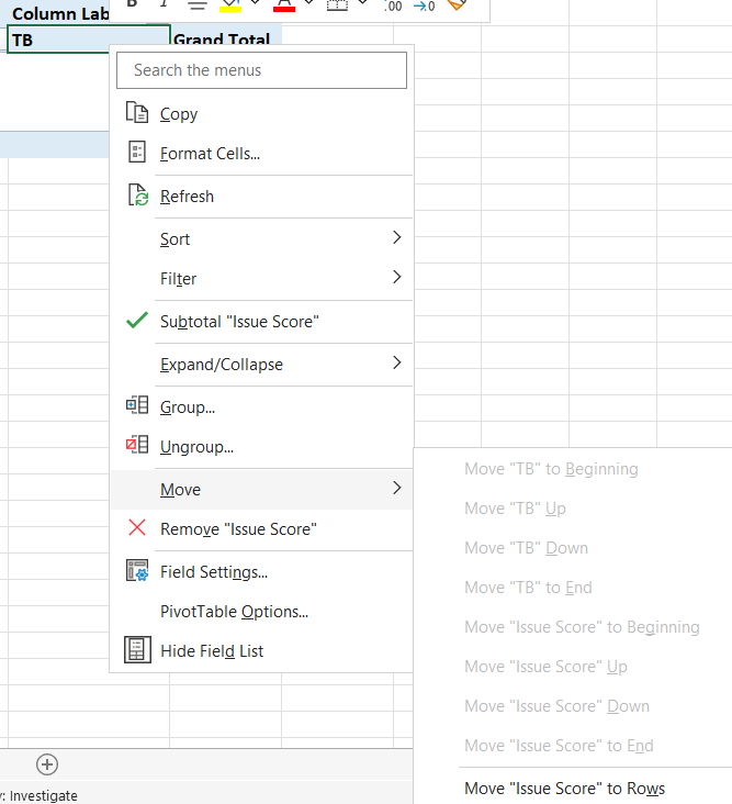 Bug in excel with showing menus when right clicking in a pivot table ...