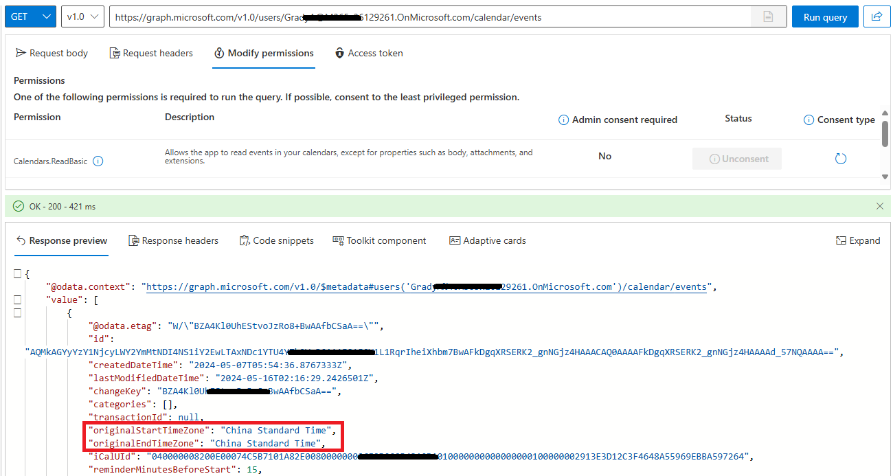 How can we get the real time zone of the shared user calendar ...