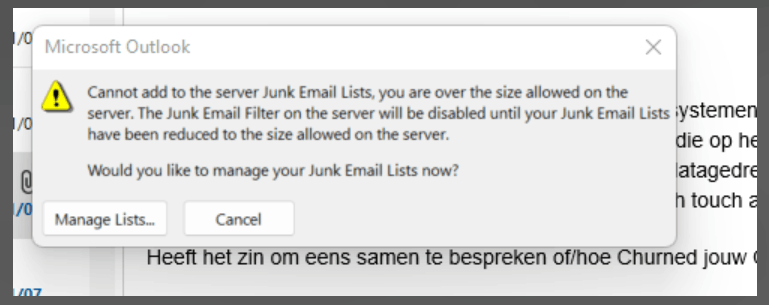 can't add to the server junk email list - Microsoft Q&A