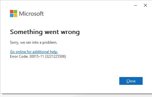 Can't install office 365 (error 30015-11) - Microsoft Q&A